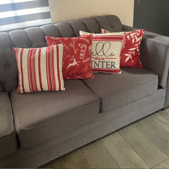 Christmas Pillow Covers Red Holiday Decor Decorative Cases Xmas Decorations 18in - Picture 2 of 6